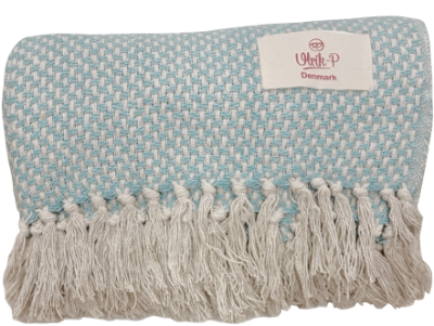 Plaid "Isblå" - genanvendt bomuld